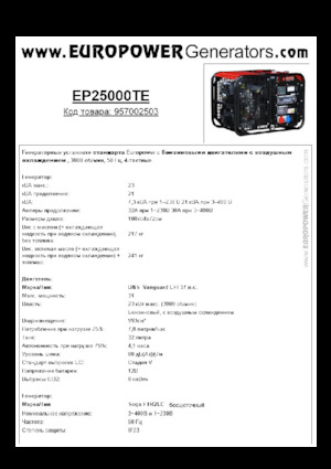 Stromerzeuger, Benzin Europower EP25000TE (S)