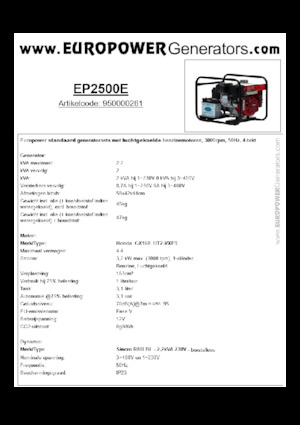 Stromerzeuger, Benzin Europower EP2500E (S)