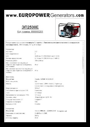 Stromerzeuger, Benzin Europower EP2500E (S)