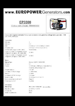 Stromerzeuger, Benzin Europower EP3300 (MA)