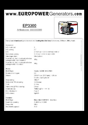 Stromerzeuger, Benzin Europower EP3300 (MA)