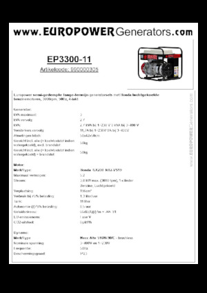 Stromerzeuger, Benzin Europower EP3300-11 (MA)