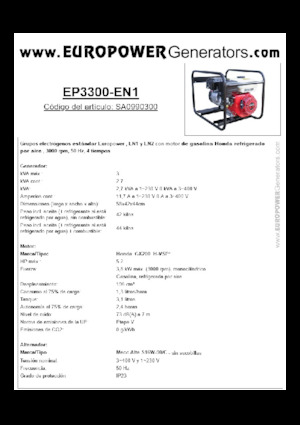 Stromerzeuger, Benzin Europower EP3300-EN1 (MA)