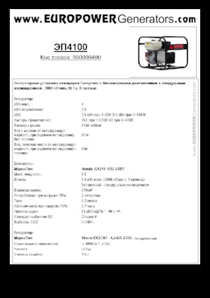 Stromerzeuger, Benzin Europower EP4100 (S)