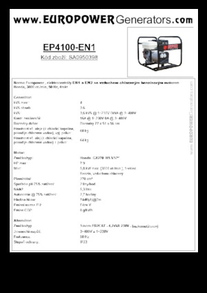 Stromerzeuger, Benzin Europower EP4100-EN1 (S)