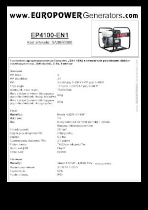 Stromerzeuger, Benzin Europower EP4100-EN1 (S)