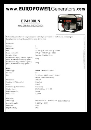 Stromerzeuger, Benzin Europower EP4100LN (S)