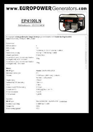 Stromerzeuger, Benzin Europower EP4100LN (S)