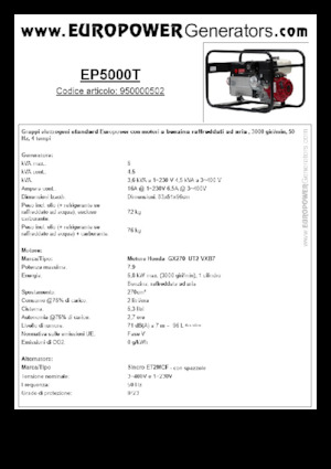 Stromerzeuger, Benzin Europower EP5000T (S)