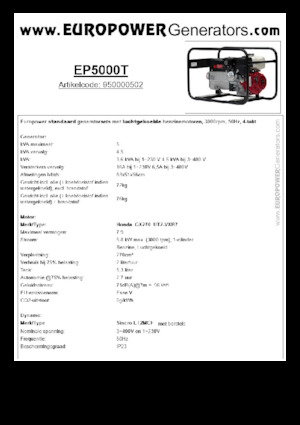 Stromerzeuger, Benzin Europower EP5000T (S)