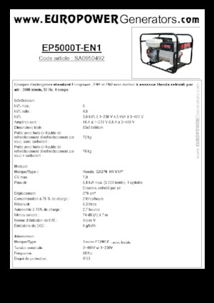 Stromerzeuger, Benzin Europower EP5000T-EN1 (S)