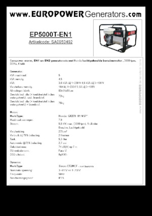 Stromerzeuger, Benzin Europower EP5000T-EN1 (S)