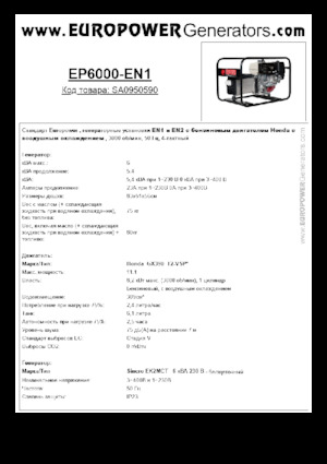Stromerzeuger, Benzin Europower EP6000 EN1 (S)