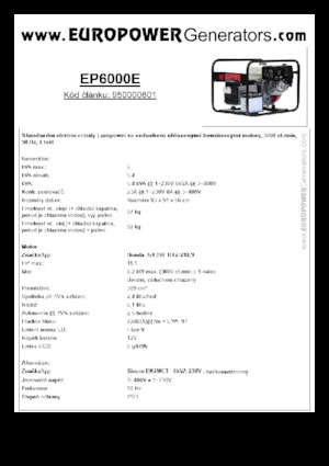 Stromerzeuger, Benzin Europower EP6000E (S)