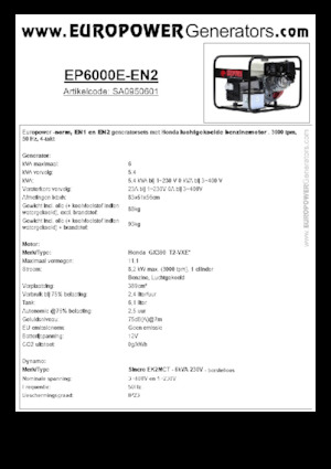 Stromerzeuger, Benzin Europower EP6000E-EN2 (S)