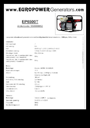 Stromerzeuger, Benzin Europower EP6500T (S)
