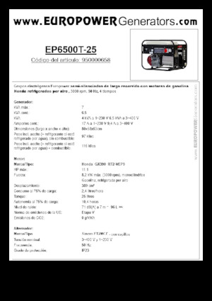 Stromerzeuger, Benzin Europower EP6500T-25 (S)