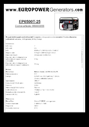 Stromerzeuger, Benzin Europower EP6500T-25 (S)