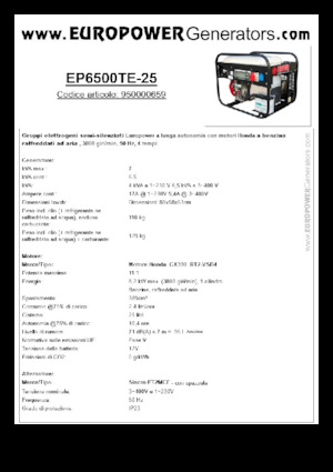 Stromerzeuger, Benzin Europower EP6500TE-25 (S)
