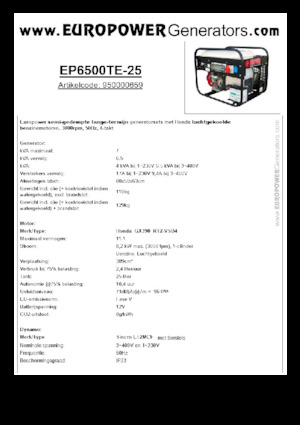 Stromerzeuger, Benzin Europower EP6500TE-25 (S)