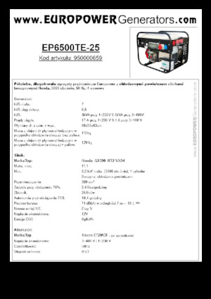 Stromerzeuger, Benzin Europower EP6500TE-25 (S)