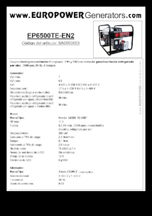 Stromerzeuger, Benzin Europower EP6500TE-EN2 (S)