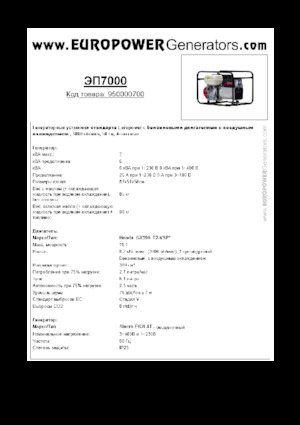 Stromerzeuger, Benzin Europower EP7000 (S)