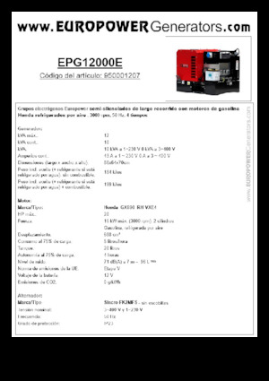 Stromerzeuger, Benzin Europower EPG12000E (S)