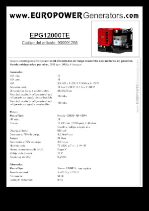 Stromerzeuger, Benzin Europower EPG12000TE (S)