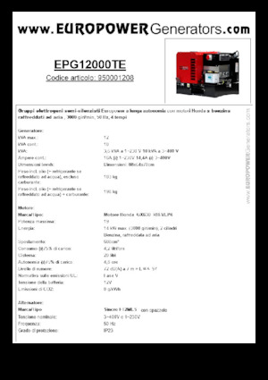 Stromerzeuger, Benzin Europower EPG12000TE (S)