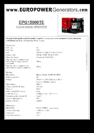 Stromerzeuger, Benzin Europower EPG15000TE (S)