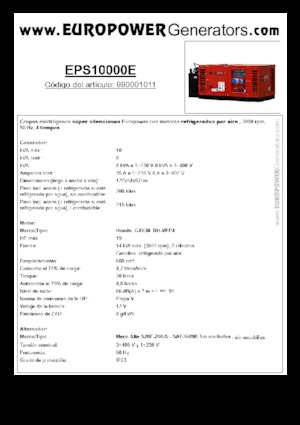 Stromerzeuger, Benzin Europower EPS10000E (MA)