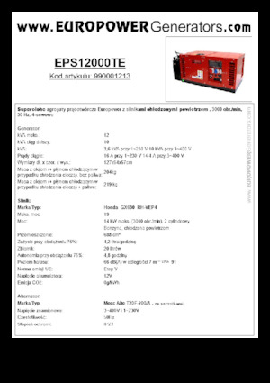 Stromerzeuger, Benzin Europower EPS12000TE (MA)
