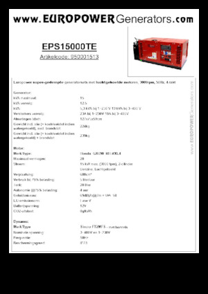 Stromerzeuger, Benzin Europower EPS15000TE (S)