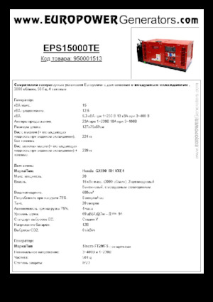 Stromerzeuger, Benzin Europower EPS15000TE (S)