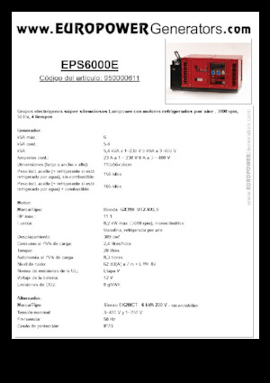 Stromerzeuger, Benzin Europower EPS6000E (S)
