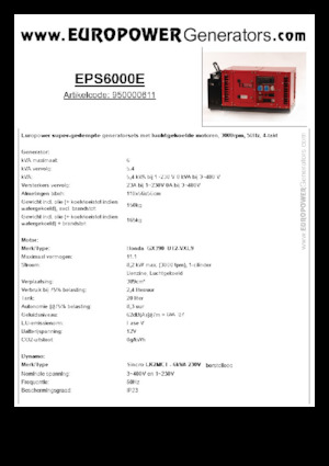 Stromerzeuger, Benzin Europower EPS6000E (S)