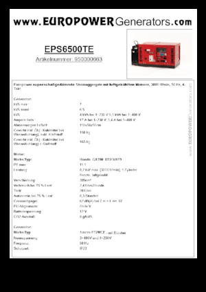 Stromerzeuger, Benzin Europower EPS6500TE (S)