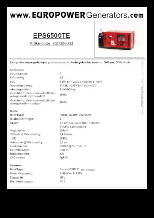 Stromerzeuger, Benzin Europower EPS6500TE (S)
