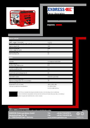 Stromerzeuger, Benzin Endress ESE 506 HG-GT ES ISO Duplex