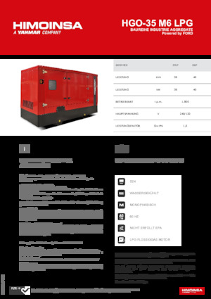 Stromerzeuger, Benzin HIMOINSA HGO-35 M6 LPG