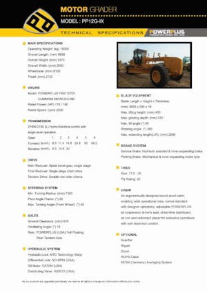 Grader PowerPlus PP12G-IX