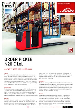 Kommissionierstapler Linde N20C LoL