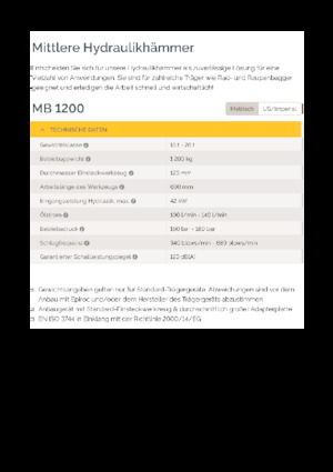 Hydraulik-Meißelhämmer Epiroc MB 1200