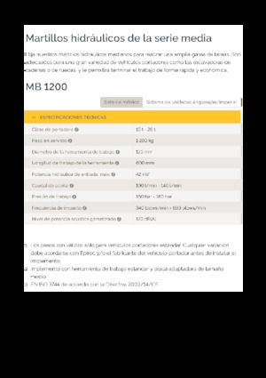 Hydraulik-Meißelhämmer Epiroc MB 1200