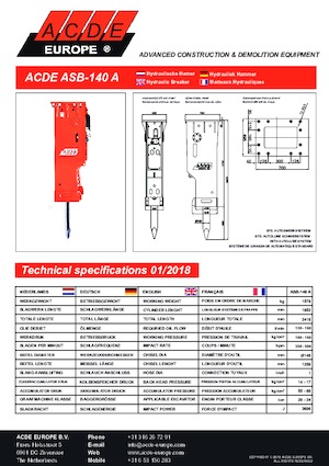 Hydraulik-Meißelhämmer ACDE ASB140A
