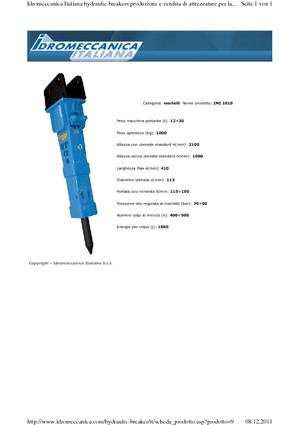 Hydraulik-Meißelhämmer Idromeccanica IMI 1010