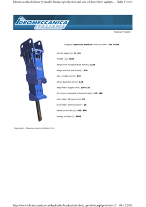 Hydraulik-Meißelhämmer Idromeccanica IMI 170 M