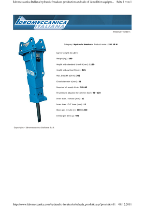 Hydraulik-Meißelhämmer Idromeccanica IMI 18 M
