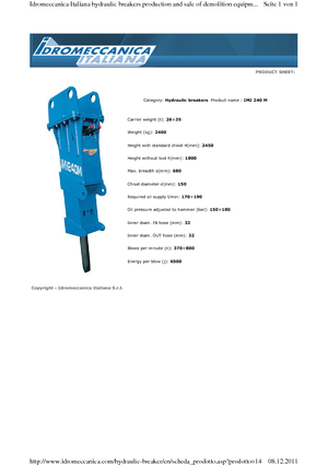 Hydraulik-Meißelhämmer Idromeccanica IMI 240 M
